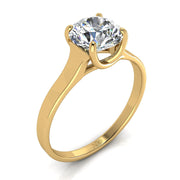Bague Carina solitaire diamant synthétique rond 1.50 carat or jaune
